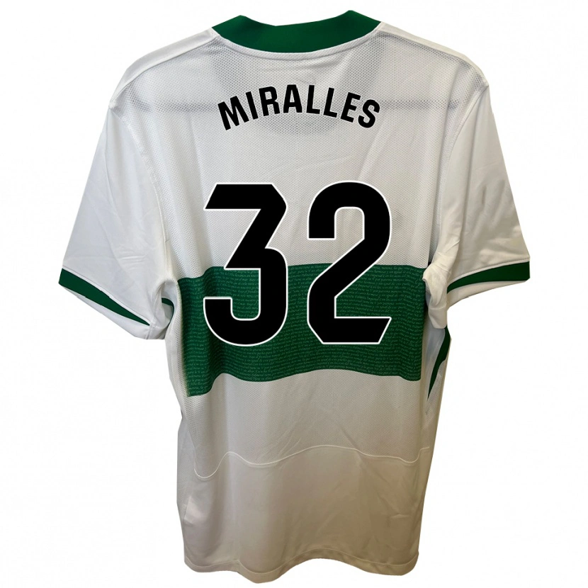 Danxen Niño Camiseta Álvaro Miralles #32 Blanco Verde 1ª Equipación 2025/26 La Camisa
