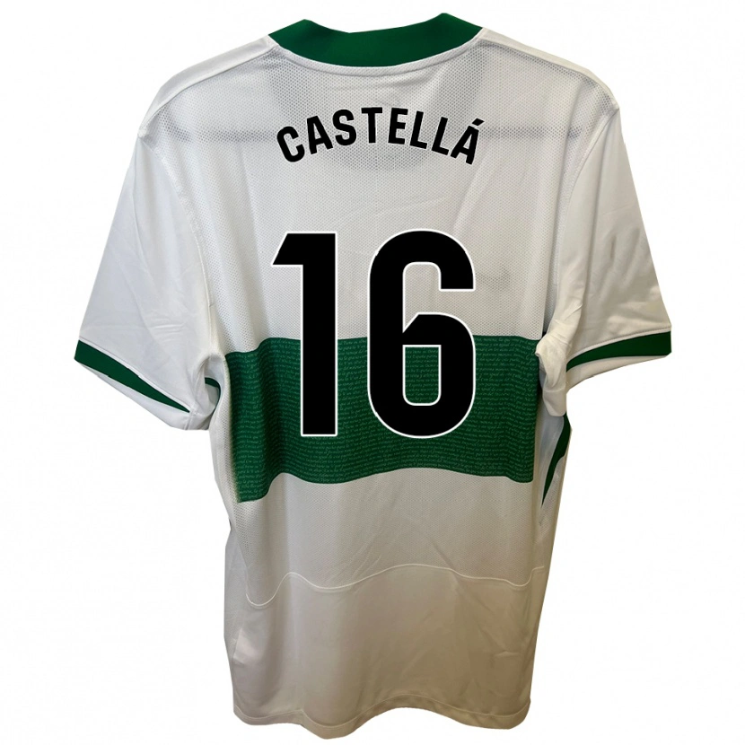 Danxen Niño Camiseta Didac Castellá #16 Blanco Verde 1ª Equipación 2025/26 La Camisa