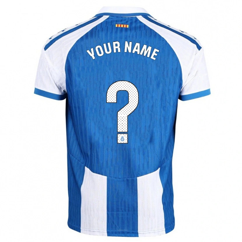 Danxen Niño Camiseta Su Nombre #0 Azul Blanco 1ª Equipación 2025/26 La Camisa