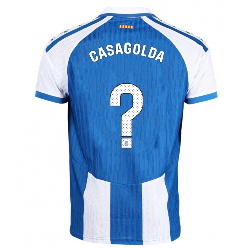 Danxen Niño Camiseta Pau Casagolda #0 Azul Blanco 1ª Equipación 2025/26 La Camisa