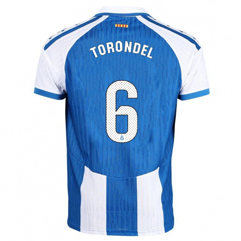 Danxen Niño Camiseta Hugo Torondel #6 Azul Blanco 1ª Equipación 2025/26 La Camisa
