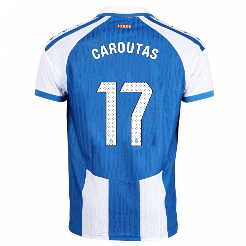 Danxen Niño Camiseta Tim Caroutas #17 Azul Blanco 1ª Equipación 2025/26 La Camisa