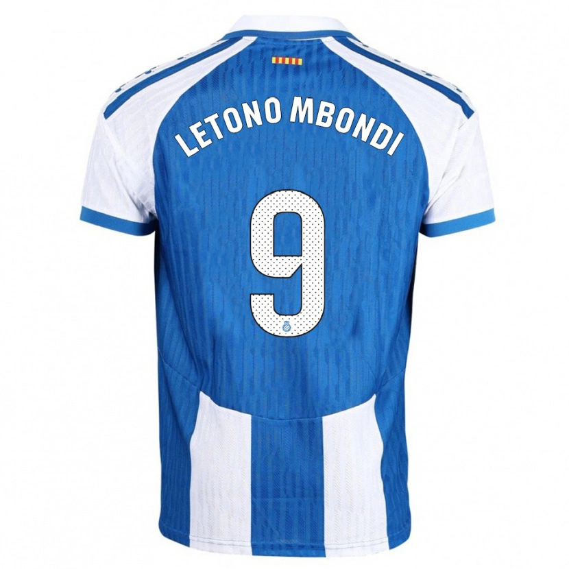 Danxen Niño Camiseta Christ-Emmanuel Letono Mbondi #9 Azul Blanco 1ª Equipación 2025/26 La Camisa