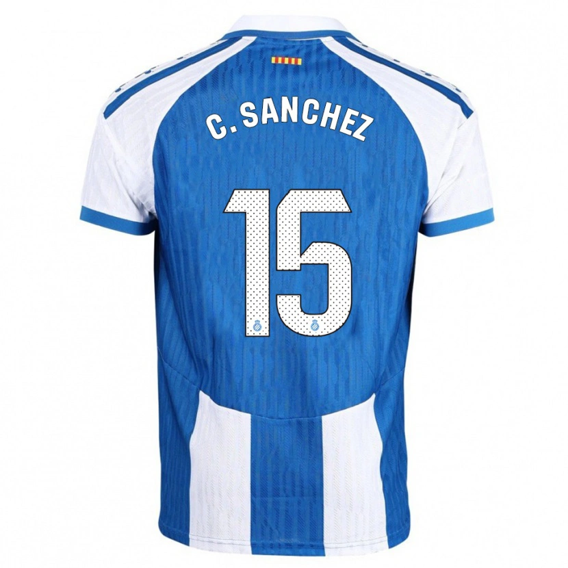 Danxen Niño Camiseta Carlos Sánchez #15 Azul Blanco 1ª Equipación 2025/26 La Camisa