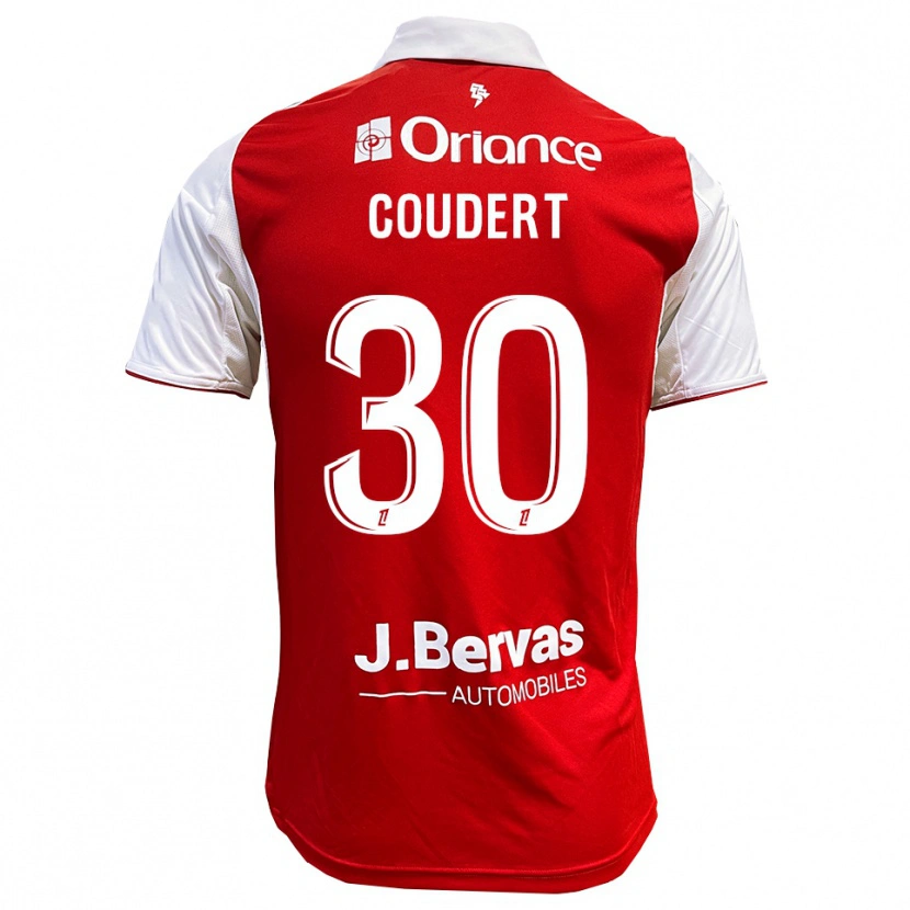 Danxen Niño Camiseta Grégoire Coudert #30 Rojo Blanco 1ª Equipación 2025/26 La Camisa