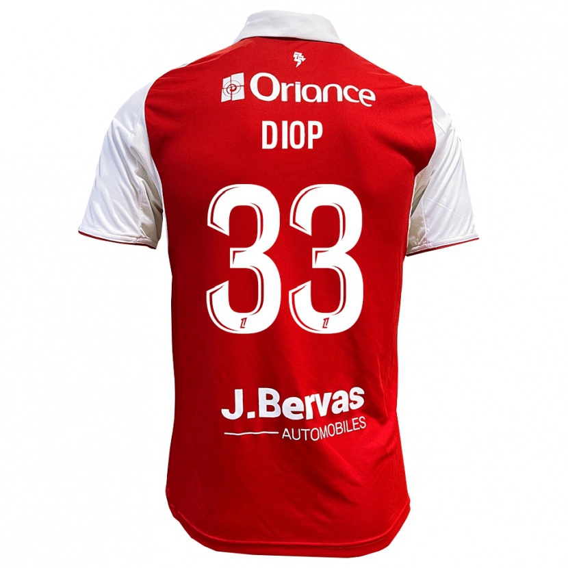 Danxen Niño Camiseta Saliou Diop #33 Rojo Blanco 1ª Equipación 2025/26 La Camisa