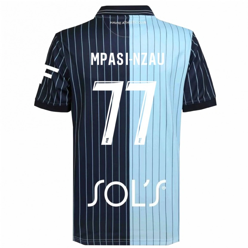 Danxen Niño Camiseta Lionel Mpasi-Nzau #77 Azul Marino Celeste 1ª Equipación 2025/26 La Camisa