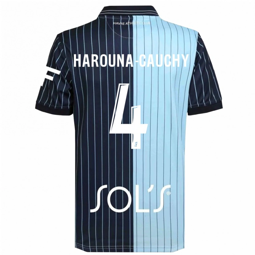 Danxen Niño Camiseta Yllian Harouna-Cauchy #4 Azul Marino Celeste 1ª Equipación 2025/26 La Camisa