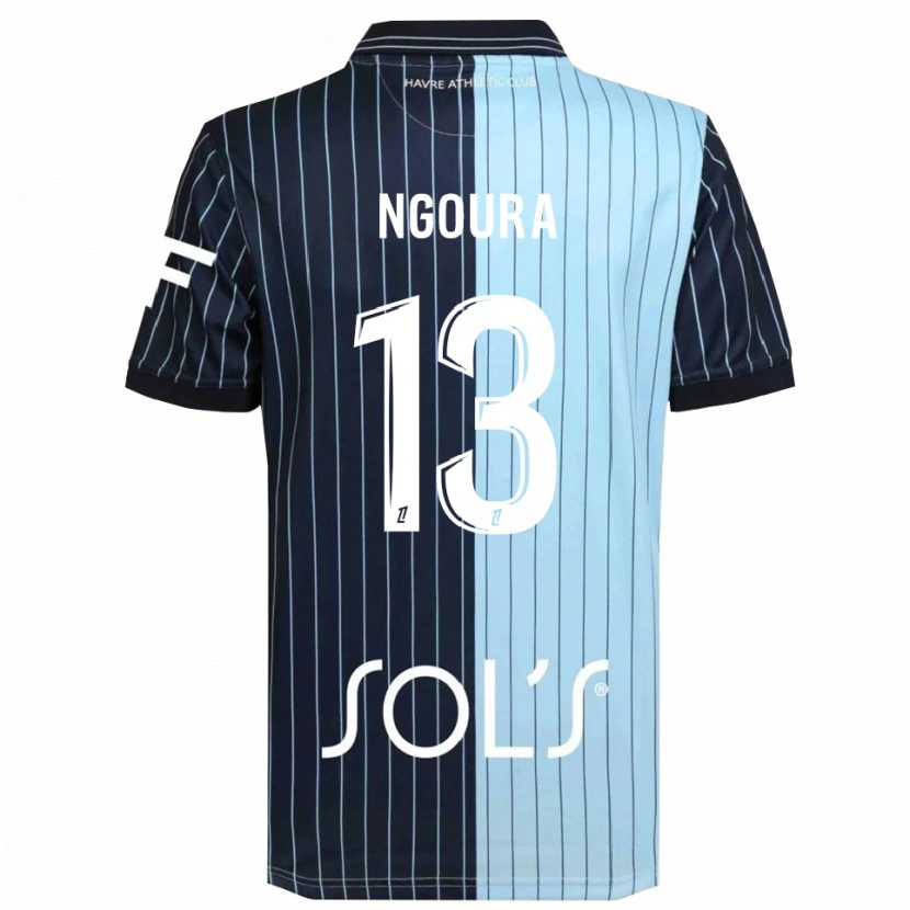 Danxen Niño Camiseta Steve Ngoura #13 Azul Marino Celeste 1ª Equipación 2025/26 La Camisa