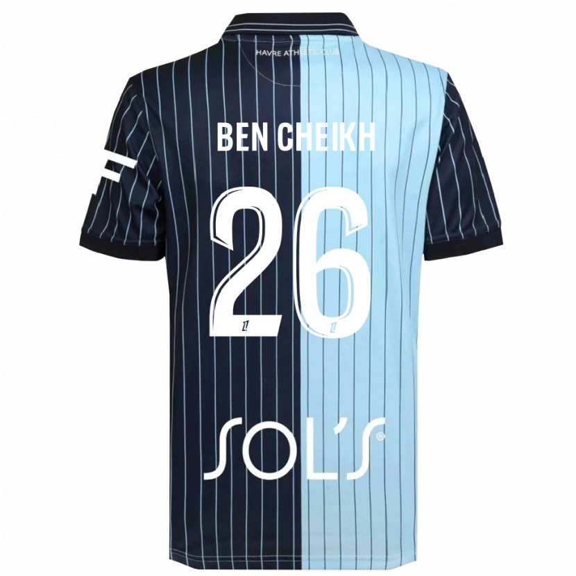 Danxen Niño Camiseta Ayman Ben Cheikh #26 Azul Marino Celeste 1ª Equipación 2025/26 La Camisa