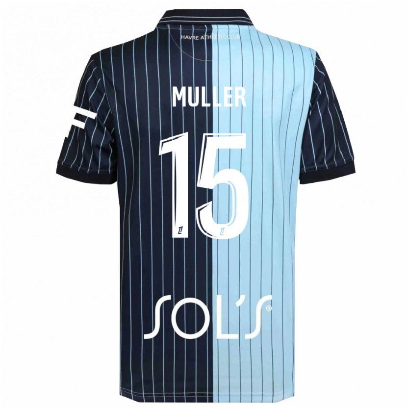 Danxen Niño Camiseta Laura Muller #15 Azul Marino Celeste 1ª Equipación 2025/26 La Camisa
