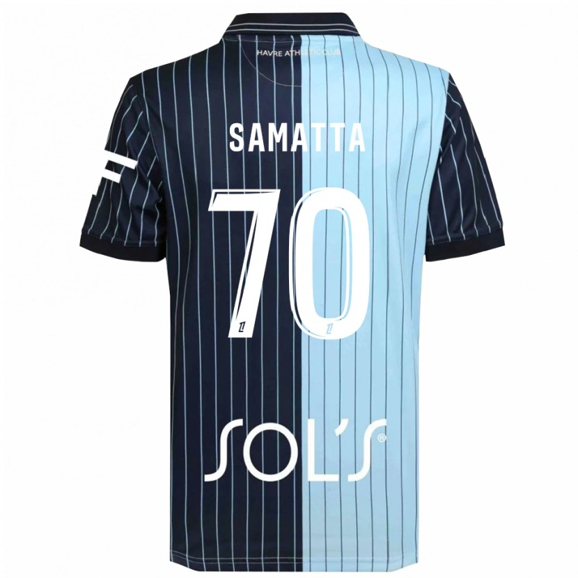 Danxen Niño Camiseta Ally Samatta #70 Azul Marino Celeste 1ª Equipación 2025/26 La Camisa