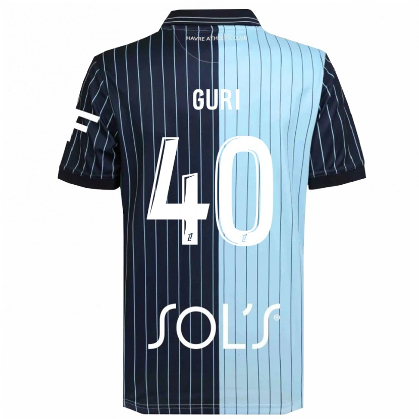 Danxen Niño Camiseta Gabriel Guri #40 Azul Marino Celeste 1ª Equipación 2025/26 La Camisa