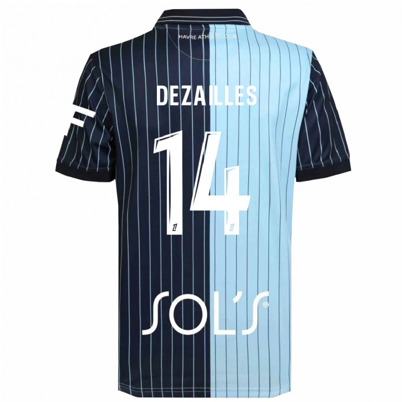 Danxen Niño Camiseta Arsène Dezailles #14 Azul Marino Celeste 1ª Equipación 2025/26 La Camisa