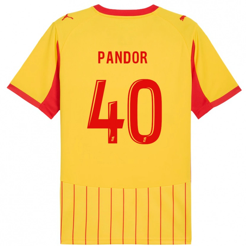 Danxen Niño Camiseta Yannick Pandor #40 Amarillo Rojo 1ª Equipación 2025/26 La Camisa