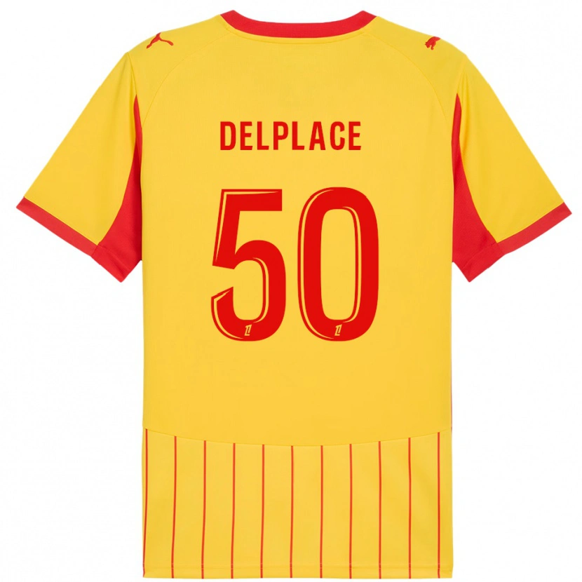 Danxen Niño Camiseta Adam Delplace #50 Amarillo Rojo 1ª Equipación 2025/26 La Camisa