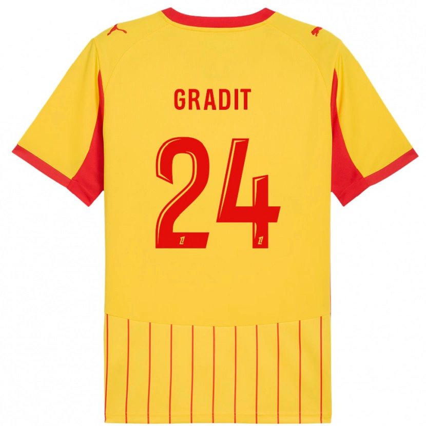 Danxen Niño Camiseta Jonathan Gradit #24 Amarillo Rojo 1ª Equipación 2025/26 La Camisa
