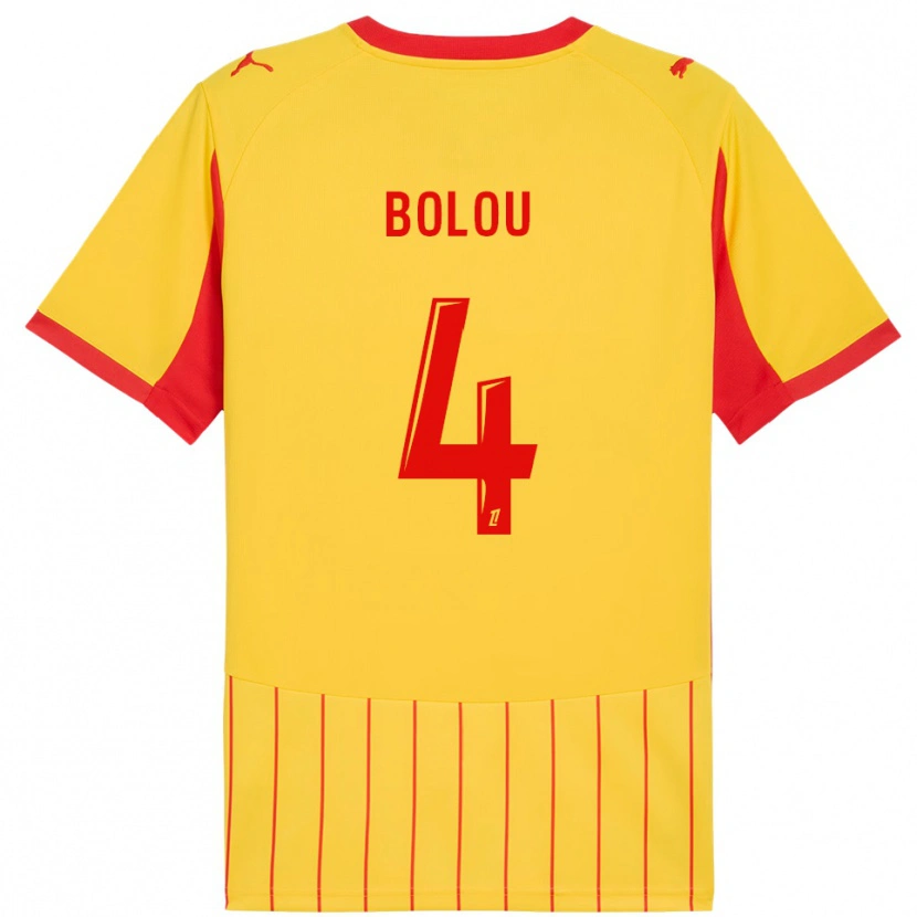 Danxen Niño Camiseta Abraham Bolou #4 Amarillo Rojo 1ª Equipación 2025/26 La Camisa