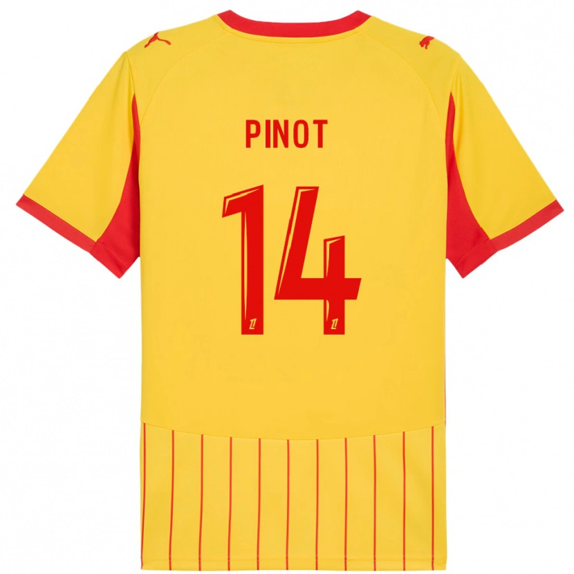 Danxen Niño Camiseta Laurine Pinot #14 Amarillo Rojo 1ª Equipación 2025/26 La Camisa