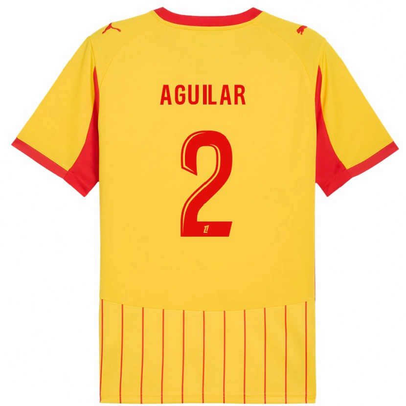 Danxen Niño Camiseta Ruben Aguilar #2 Amarillo Rojo 1ª Equipación 2025/26 La Camisa