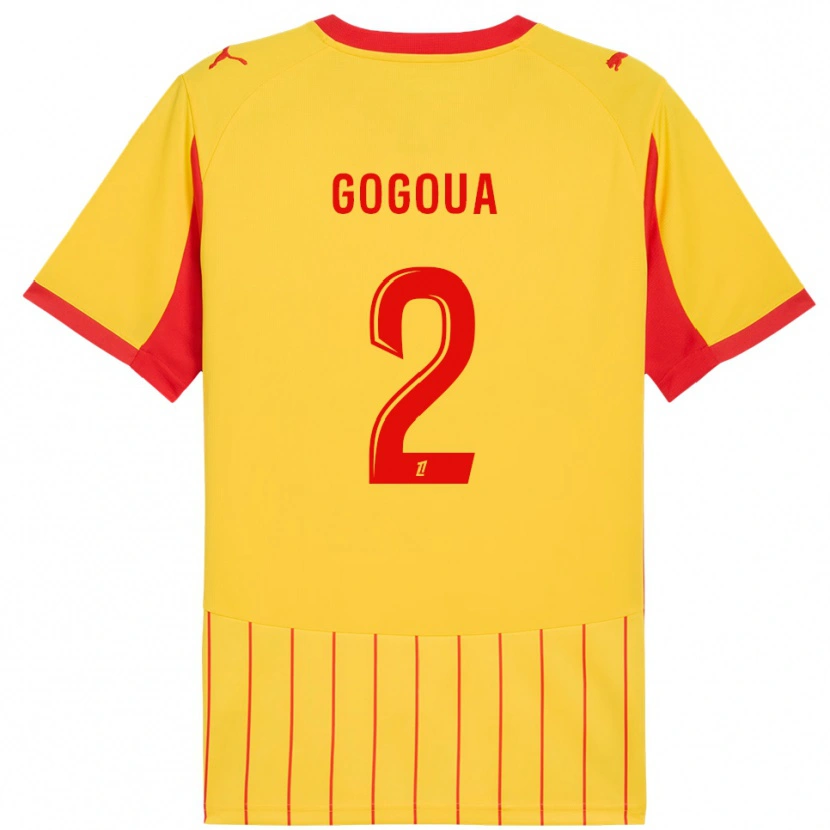 Danxen Niño Camiseta Valentin Gogoua #2 Amarillo Rojo 1ª Equipación 2025/26 La Camisa