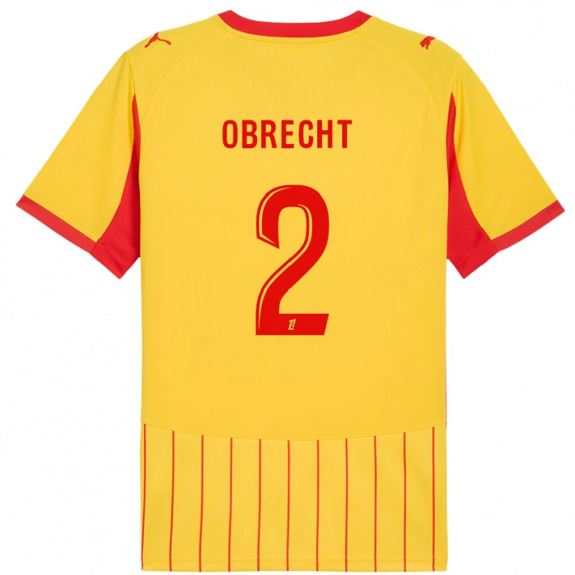 Danxen Niño Camiseta Laura Obrecht #2 Amarillo Rojo 1ª Equipación 2025/26 La Camisa