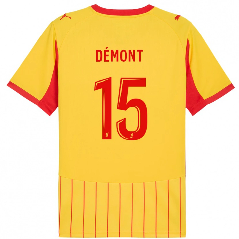 Danxen Niño Camiseta Ange Démont #15 Amarillo Rojo 1ª Equipación 2025/26 La Camisa