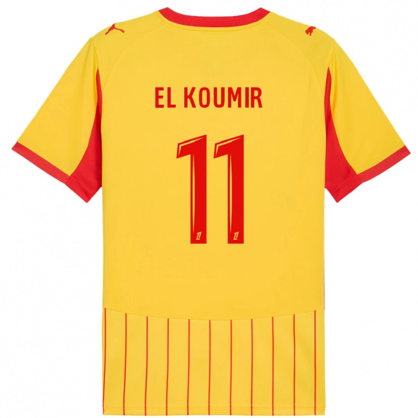 Danxen Niño Camiseta Kaîna El Koumir #11 Amarillo Rojo 1ª Equipación 2025/26 La Camisa