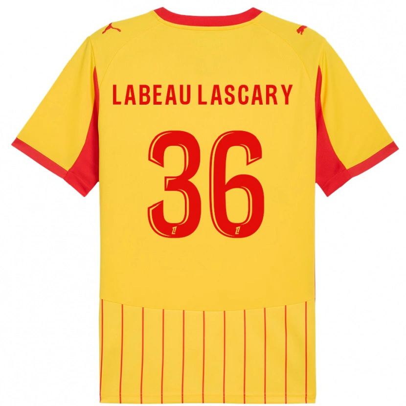 Danxen Niño Camiseta Rémy Labeau Lascary #36 Amarillo Rojo 1ª Equipación 2025/26 La Camisa