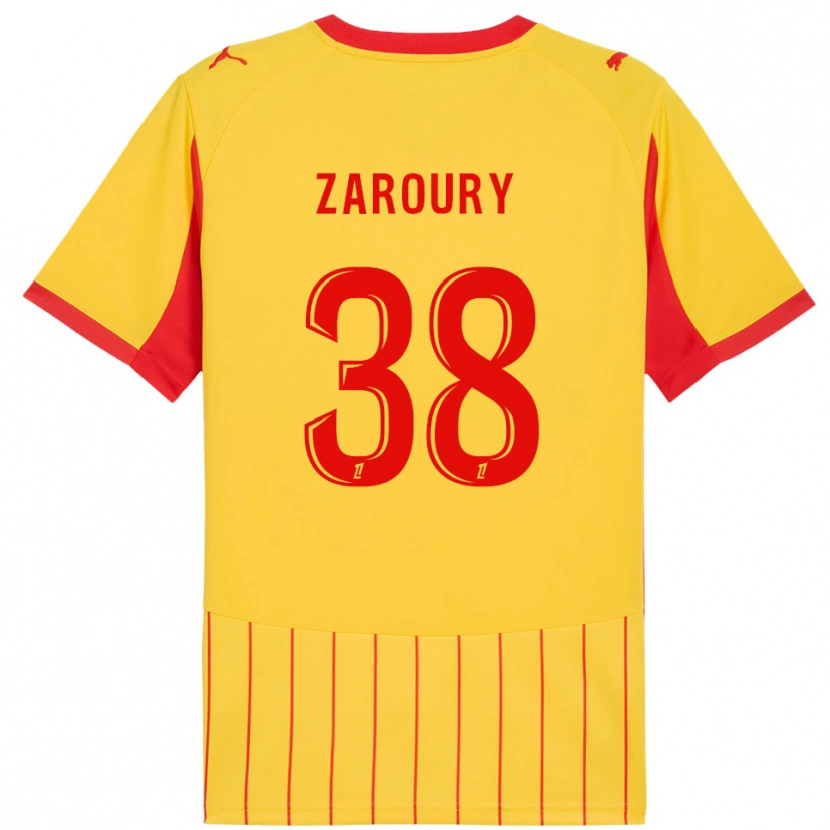 Danxen Niño Camiseta Anass Zaroury #38 Amarillo Rojo 1ª Equipación 2025/26 La Camisa