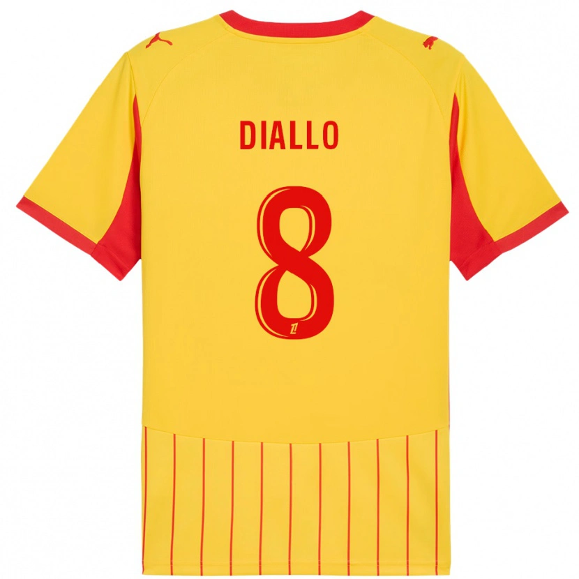 Danxen Niño Camiseta Alpha Diallo #8 Amarillo Rojo 1ª Equipación 2025/26 La Camisa