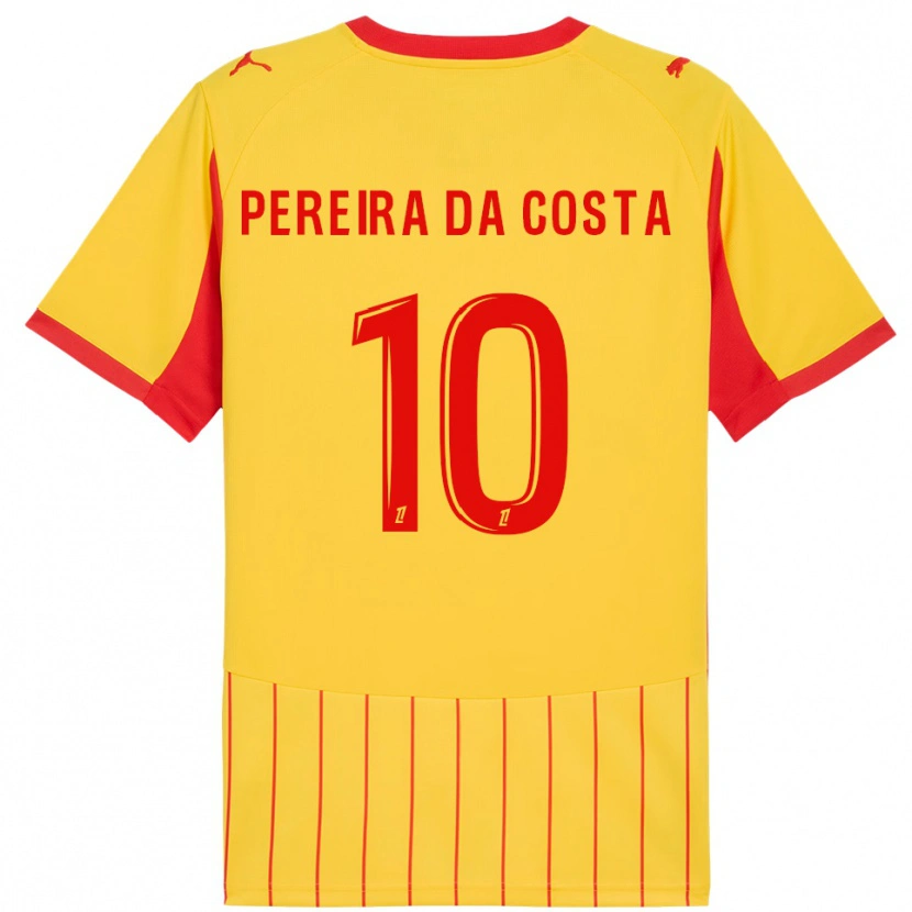 Danxen Niño Camiseta David Pereira Da Costa #10 Amarillo Rojo 1ª Equipación 2025/26 La Camisa