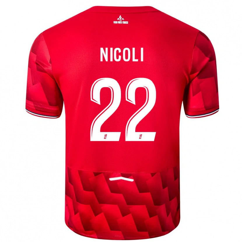 Danxen Niño Camiseta Morgane Nicoli #22 Rojo Blanco 1ª Equipación 2025/26 La Camisa