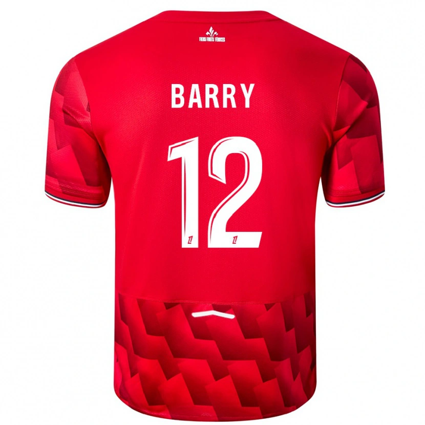 Danxen Niño Camiseta Léo Barry #12 Rojo Blanco 1ª Equipación 2025/26 La Camisa