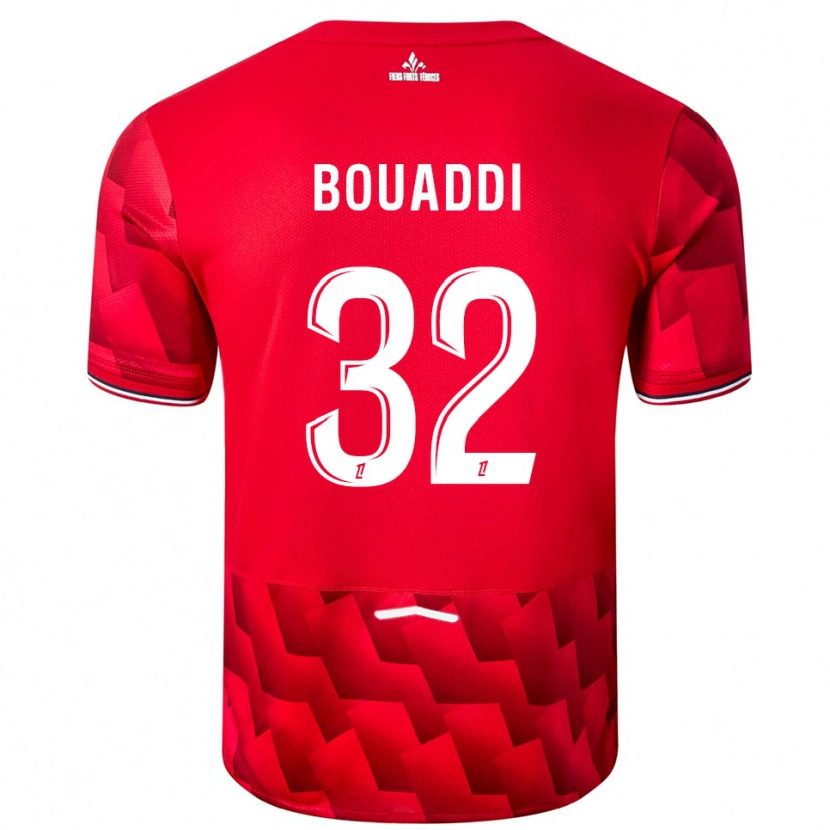 Danxen Niño Camiseta Ayyoub Bouaddi #32 Rojo Blanco 1ª Equipación 2025/26 La Camisa