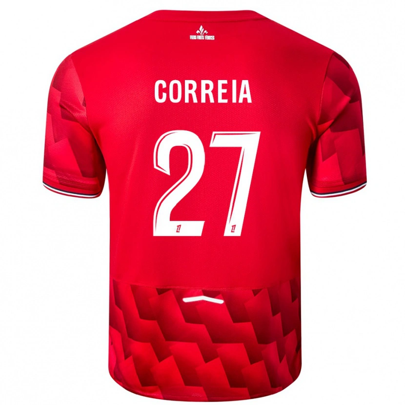 Danxen Niño Camiseta Félix Correia #27 Rojo Blanco 1ª Equipación 2025/26 La Camisa