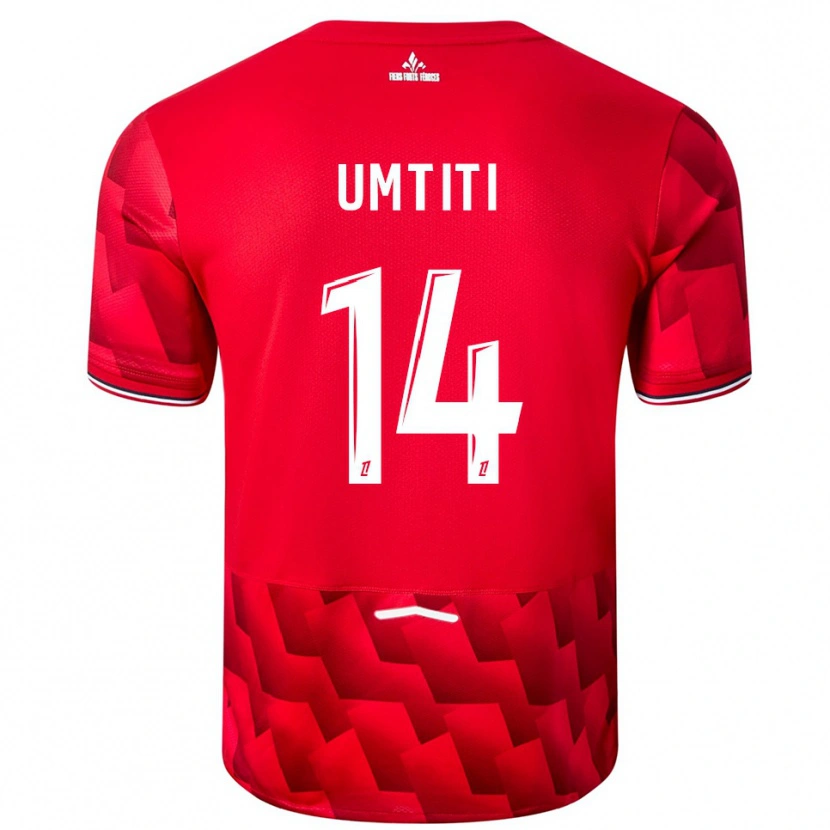 Danxen Niño Camiseta Samuel Umtiti #14 Rojo Blanco 1ª Equipación 2025/26 La Camisa