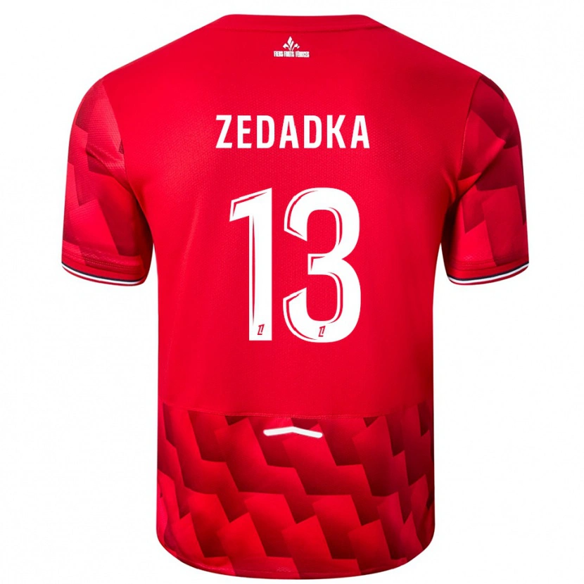 Danxen Niño Camiseta Akim Zedadka #13 Rojo Blanco 1ª Equipación 2025/26 La Camisa