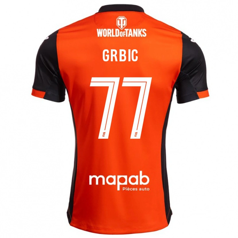 Danxen Niño Camiseta Adrian Grbic #77 Negro Naranja 1ª Equipación 2025/26 La Camisa