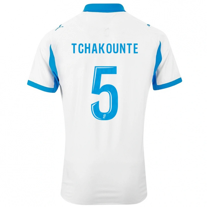 Danxen Niño Camiseta Annaëlle Tchakounté #5 Blanco Celeste 1ª Equipación 2025/26 La Camisa