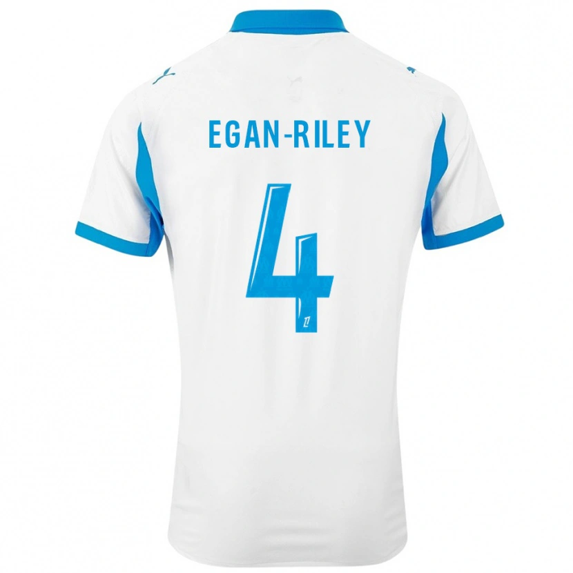 Danxen Niño Camiseta Cj Egan-Riley #4 Blanco Celeste 1ª Equipación 2025/26 La Camisa
