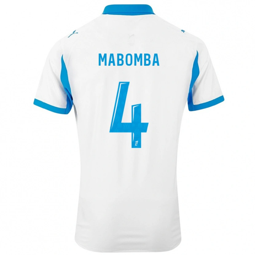 Danxen Niño Camiseta Daniel Mabomba #4 Blanco Celeste 1ª Equipación 2025/26 La Camisa