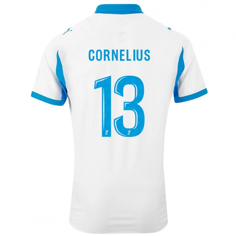 Danxen Niño Camiseta Derek Cornelius #13 Blanco Celeste 1ª Equipación 2025/26 La Camisa