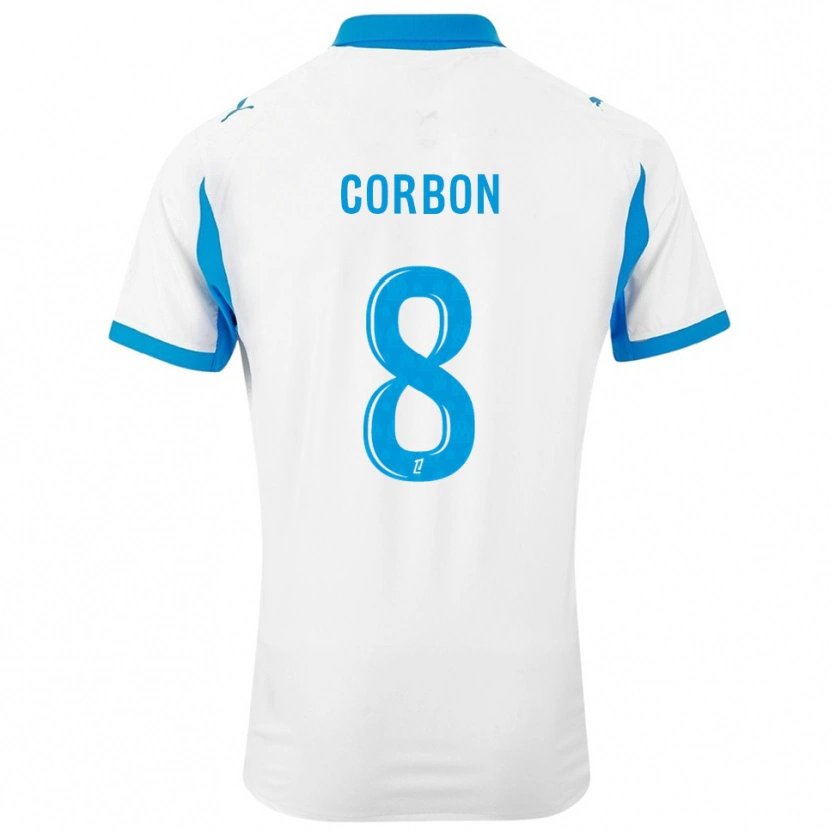 Danxen Niño Camiseta Max Corbon #8 Blanco Celeste 1ª Equipación 2025/26 La Camisa