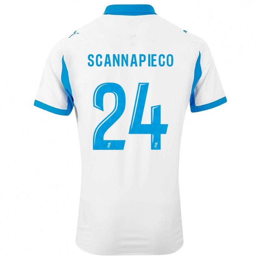 Danxen Niño Camiseta Dona Scannapieco #24 Blanco Celeste 1ª Equipación 2025/26 La Camisa