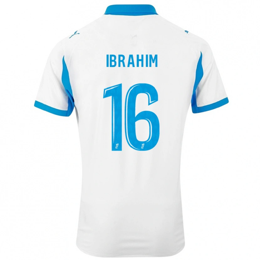 Danxen Niño Camiseta Ayman Ibrahim #16 Blanco Celeste 1ª Equipación 2025/26 La Camisa