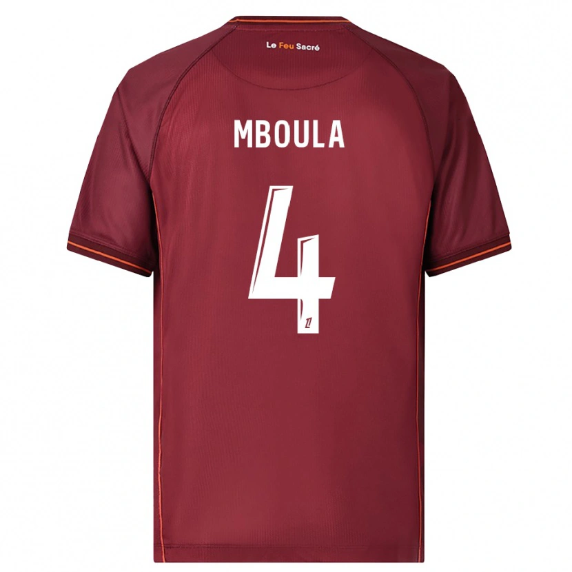 Danxen Niño Camiseta Michel Mboula #4 Burdeos Blanco 1ª Equipación 2025/26 La Camisa