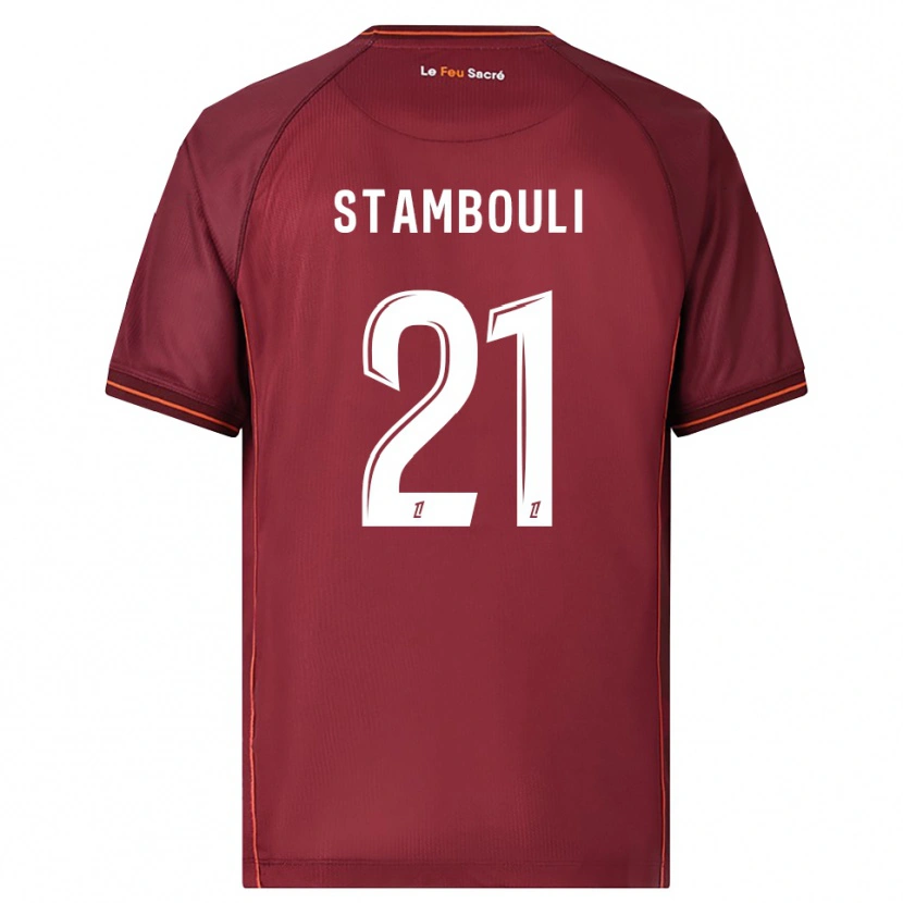 Danxen Niño Camiseta Benjamin Stambouli #21 Burdeos Blanco 1ª Equipación 2025/26 La Camisa