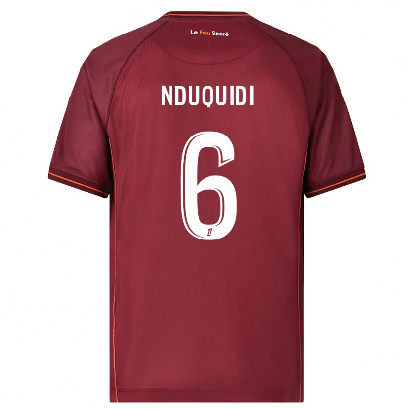 Danxen Niño Camiseta Joseph Nduquidi #6 Burdeos Blanco 1ª Equipación 2025/26 La Camisa