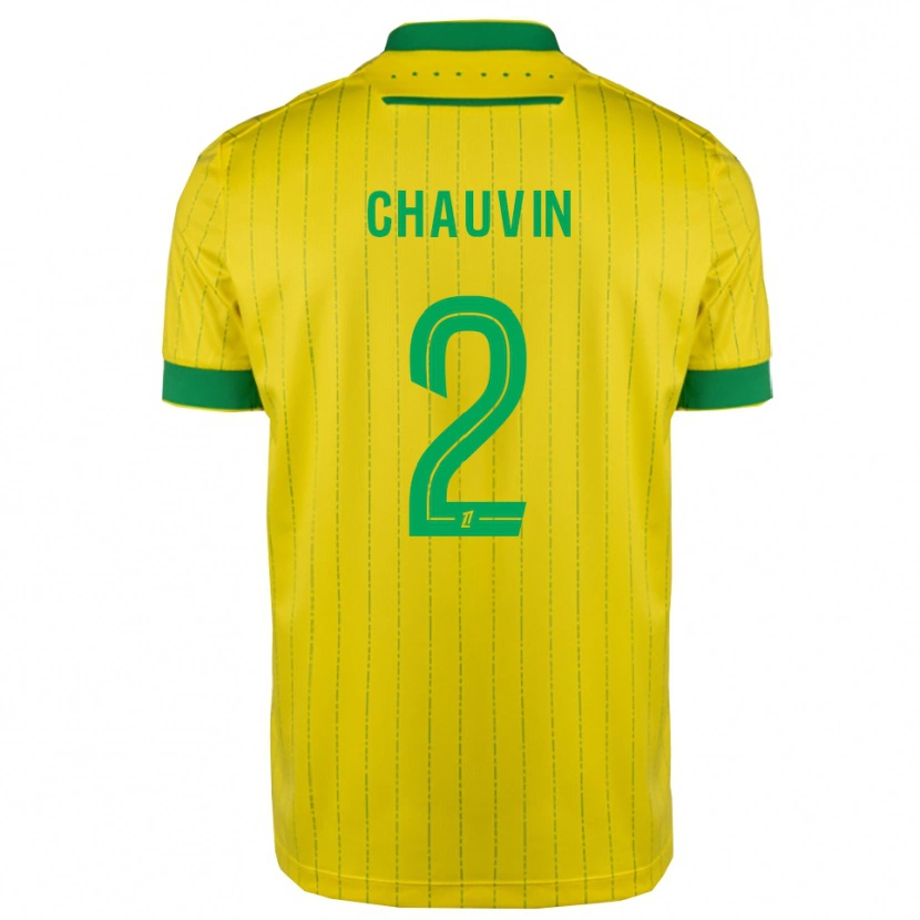 Danxen Niño Camiseta Yoann Chauvin #2 Amarillo Verde 1ª Equipación 2025/26 La Camisa